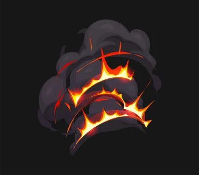 Cartoon explosive fire smoke effect Stock Illustration