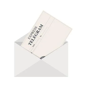 Cartoon express telegram in the white envelope . Vector illustration 스톡 일러스트