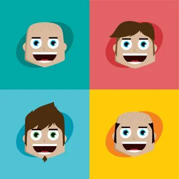 Cartoon expression face male guy man vector art Illustrazione stock