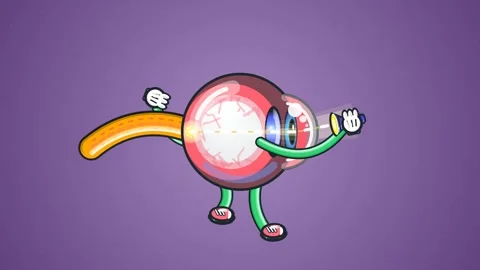 Cartoon eyeball shining flashlight onto retina to demonstrate eye anatomy Video stock 341072149