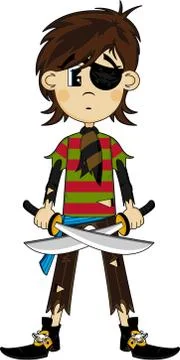 Cartoon Eyepatch Pirate Stock Illustration