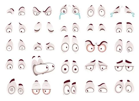 Cartoon eyes. Comic eye staring gaze watch, funny face parts vector isolate.. Stock Illustration