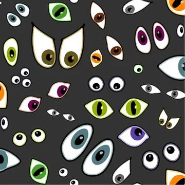 Cartoon eyes seamless pattern Stock Illustration