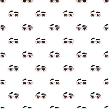 Cartoon eyes seamless pattern showing tired grumpy expression Stock Illustration