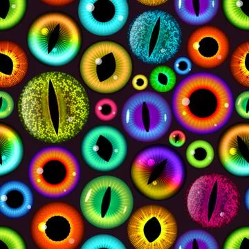 Cartoon eyes vector devil eyeballs of beast or monster and animals scary Stock Illustration