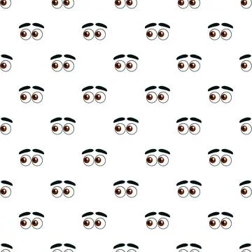 Cartoon eyes watching seamless pattern white background Stock Illustration