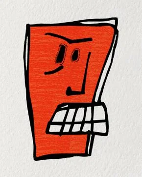 Cartoon The face of an angry robot Stock Illustration