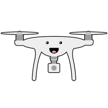 Cartoon face on drone with camera Stock Illustration