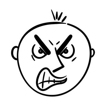 Cartoon face expressing anger and frustration emotion Stock Illustration