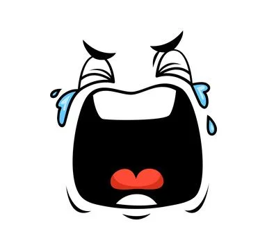 Cartoon face expressing hysterical crying emotion イラスト素材