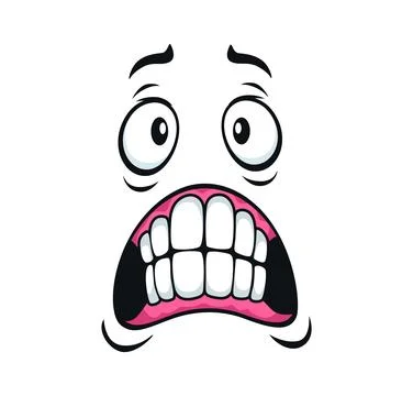 Cartoon face expression emoji, scared emotion Stock Illustration