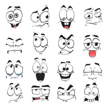 Cartoon face expression isolated vector icons set Stock Illustration