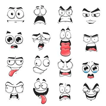Cartoon face expression isolated vector icons set Ilustración de archivo