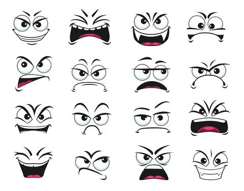 Cartoon face expression isolated vector icons set Ilustración de archivo