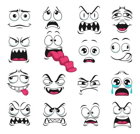 Cartoon face expression isolated vector icons set Ilustración de archivo