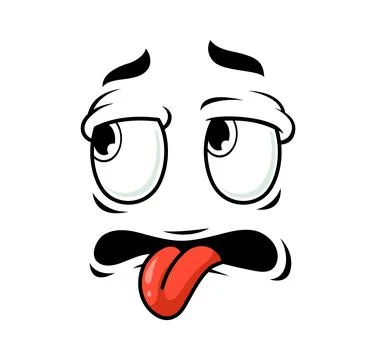 Cartoon face expression with tired emotion Stock Illustration
