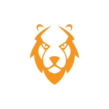 Cartoon face lion focus logo design vector graphic symbol icon sign illustr.. Stock Illustration