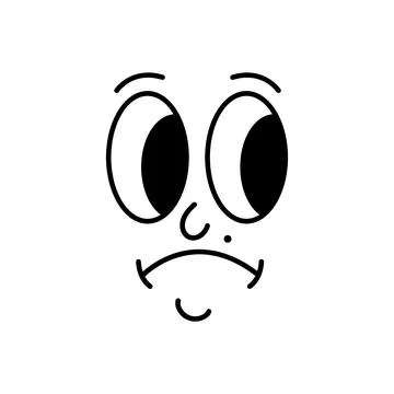 Cartoon face with raised eyebrows and frowning lips. Confused comic expression Stock Illustration