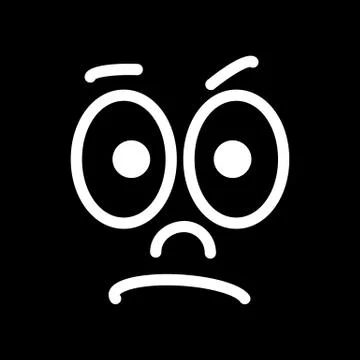 Cartoon face with a skeptical expression on black background. Stock Illustration