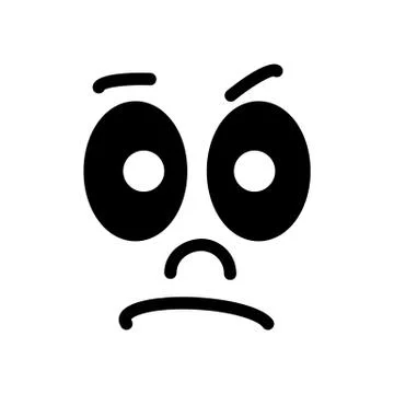 Cartoon face with a skeptical expression on white background. Stock Illustration