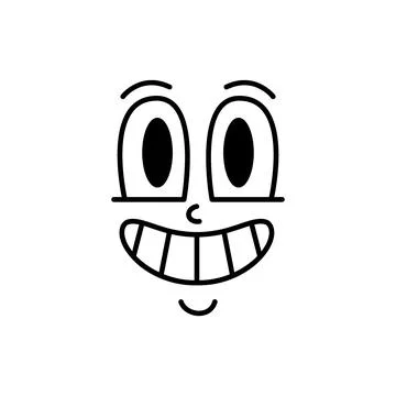 Cartoon face with square teeth and big smile. Funny comic expression with wide Stock Illustration