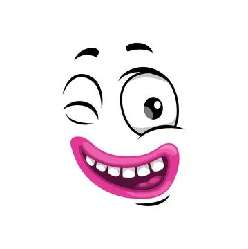 Cartoon face vector icon, happy smile and wink eye Ilustración de archivo