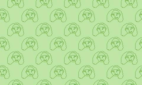 Cartoon face vector people. Hand drawn line art illustration. Human emotions  Stockillustratie