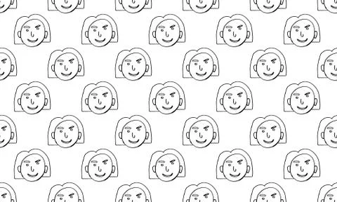 Cartoon face vector people. Hand drawn line art illustration. Human emotions  Stock Illustration