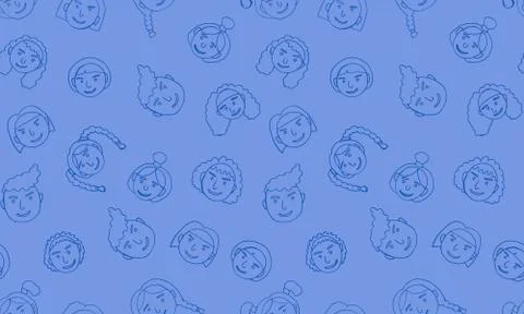 Cartoon face vector people. Hand drawn line art illustration. Human emotions  Stock Illustration