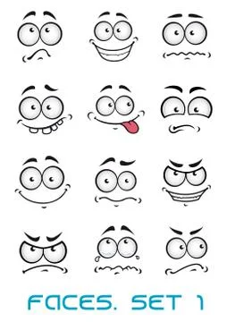 Cartoon faces with different emotions Stock Illustration