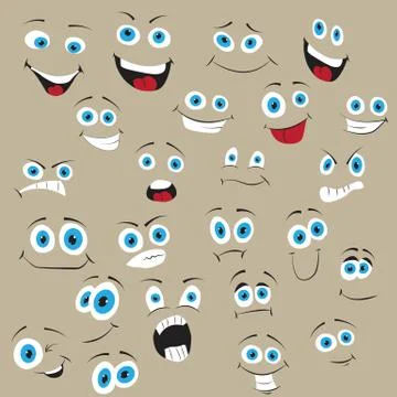 Cartoon faces expresion set vector illustration Stock Illustration