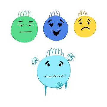 Cartoon faces expressing various emotions and feelings Stock Illustration