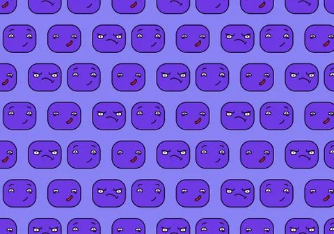 Cartoon faces expressions vector pattern. Smile pattern Illustrazione stock