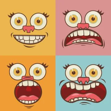 Cartoon faces over colors background vector illustration 스톡 일러스트
