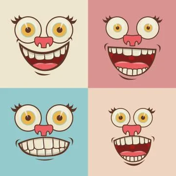 Cartoon faces over colors background vector illustration 스톡 일러스트