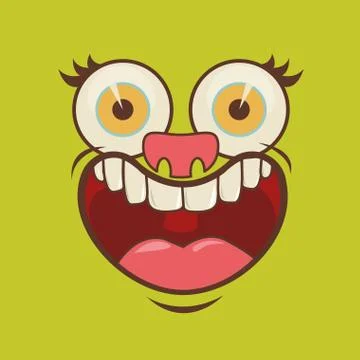 Cartoon faces over green  background vector illustration イラスト素材