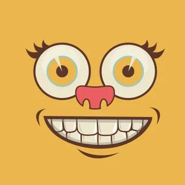 Cartoon faces over orange background vector illustration Stock Illustration