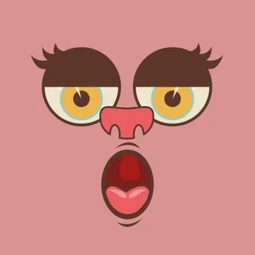 Cartoon faces over pink background vector illustration イラスト素材
