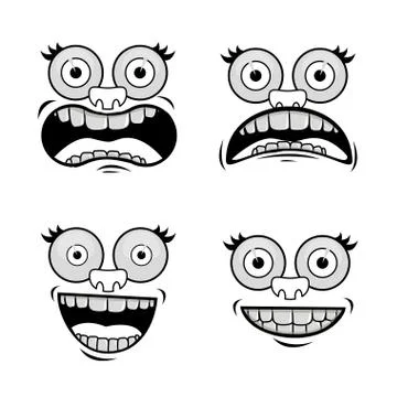 Cartoon faces over white background vector illustration 스톡 일러스트