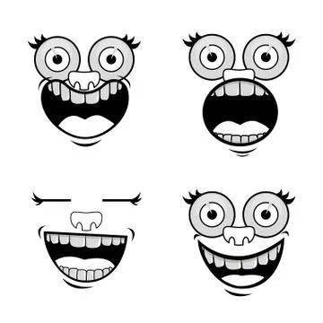 Cartoon faces over white background vector illustration 스톡 일러스트