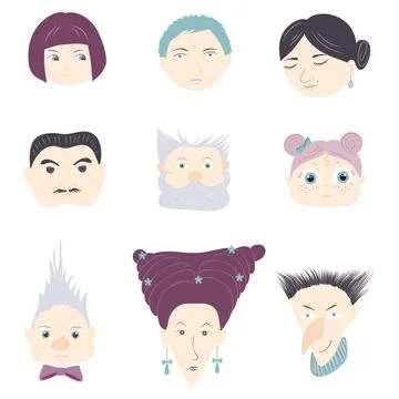 Cartoon Faces set Stock Illustration