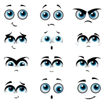 Cartoon faces with various expressions, vector illustration Illustrazione stock