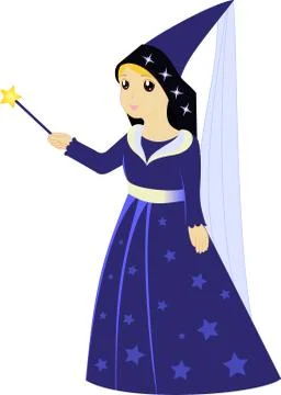 Cartoon fairy sorceress with magic wand vector illustration Stock Illustration