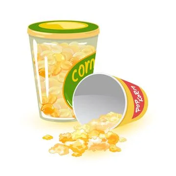 Cartoon fallen cup with corn Stock Illustration