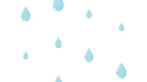 Cartoon falling water drops animation on white background with minimalist b.. Video stock 339067232