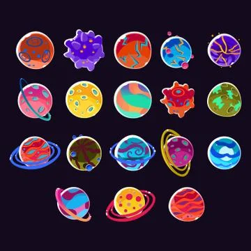 Cartoon Fantasy Planets Illustrazione stock