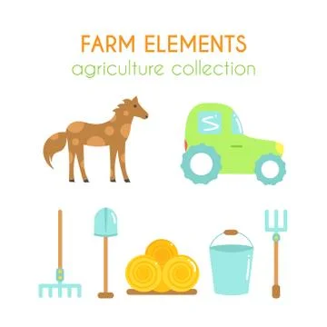 Cartoon farm elements Stock Illustration