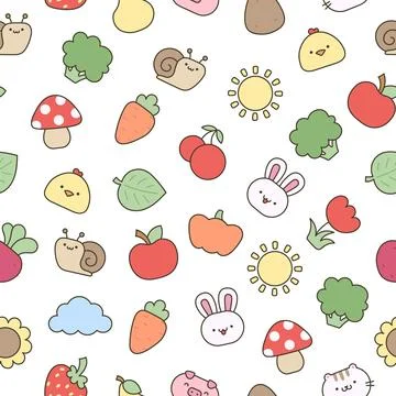 Cartoon farm elements. Seamless pattern. Illustrazione stock
