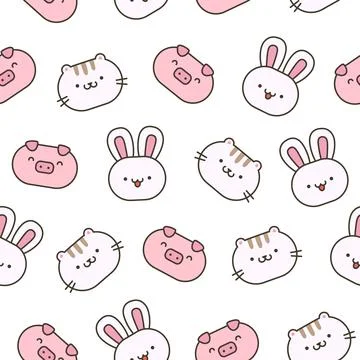 Cartoon farm elements. Seamless pattern. 스톡 일러스트