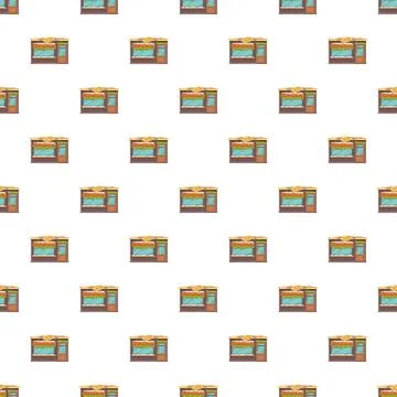 Cartoon fast food restaurant pattern repeating illustration Stockillustratie